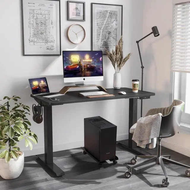 Alt view image 7 of 7 - Mobile PC Stand, Adjustable Metal Computer Tower Stand, PC Floor Stand with 4 Locking Caster Wheels, PC Tower Stand, CPU Holder, PC Cart PC Riser Fits Most PC for Gaming Office Desk