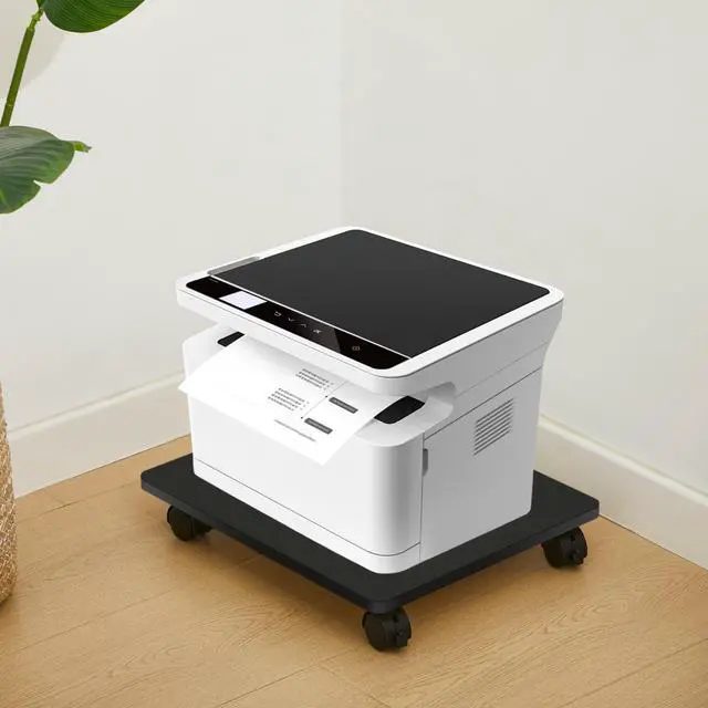 Alt view image 6 of 6 - 2 Pcs Office Under Desk Printer Stand with 4 Caster Wheels Black Movable Printer Copier Shelf and CPU Holder for Home Office Heavy Duty Storage Rack Scanner Fax Machine, 13.78 x 11.81 Inches