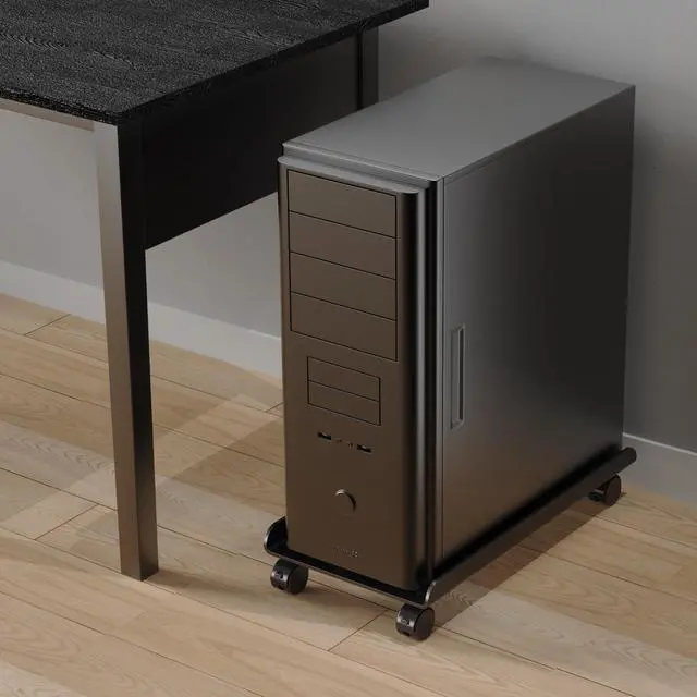 Alt view image 7 of 7 - Computer Tower Stand, Ventilated Mobile CPU Stand Fits Most PC Tower, Steel Desktop CPU Holder with Rolling Caster Wheels, PC Floor Cart Riser for Gaming Office Desk Accessories
