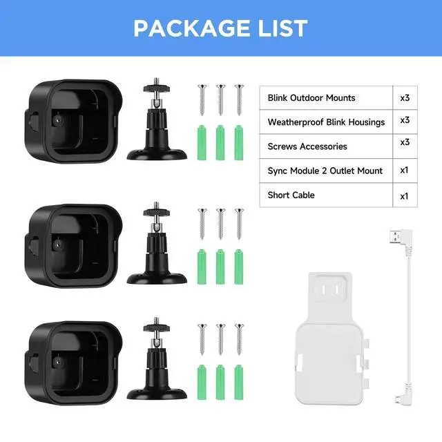Alt view image 6 of 7 - Blink Outdoor Camera Mount 4th Gen (3 Pack) - 360° Adjustable Weatherproof Bracket with Sync Module Holder for Home Security, Easy Installation (Camera Not Included)