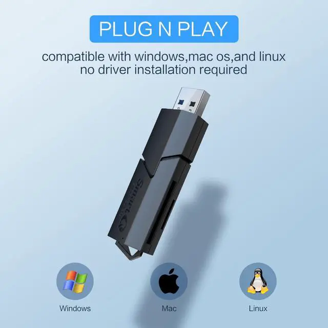 Alt view image 4 of 6 - USB 3.0 Dual Slot SD Card Reader Fast SD & Micro SD Memory Card Reader for Camera, Photographer, Laptop, MacBook & Windows PC