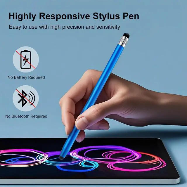Alt view image 2 of 5 - 12Pcs Blue Stylus Pen for Touchscreen, 2-in-1 High Precision & Sensitivity Stylus Pen for iPhone/iPad/Android Smartphones and Tablets Compatible with All Touch Screens
