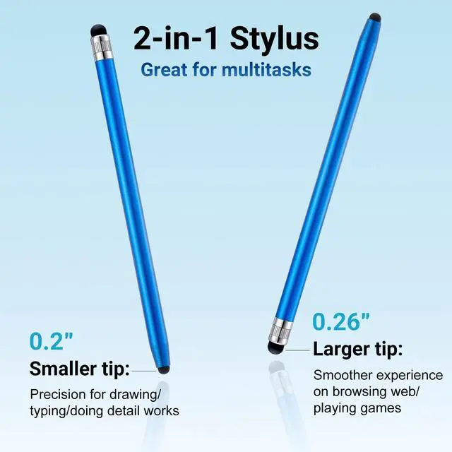 Alt view image 3 of 5 - 12Pcs Blue Stylus Pen for Touchscreen, 2-in-1 High Precision & Sensitivity Stylus Pen for iPhone/iPad/Android Smartphones and Tablets Compatible with All Touch Screens
