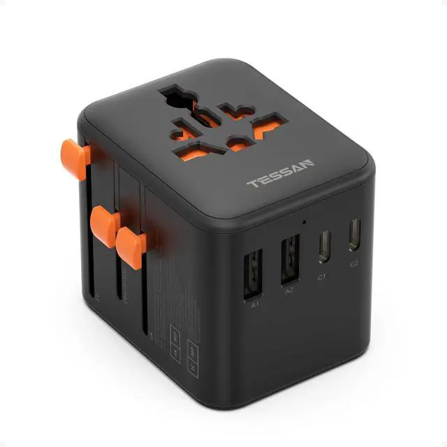 Main image of Universal Travel Adapter, International Power Adapter with 4 USB Ports (2 USB C), Travel Plug Adaptor Worldwide for US to Europe UK France Germany Spain Ireland Australia Japan (Type C G A I)