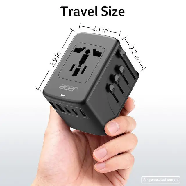 Alt view image 7 of 7 - Universal Travel Plug Adapter - International Power Adapter with 5 USB Ports (3 USB C) 5.8A, Worldwide Outlet Charger for USA to European UK France Germany Spain, Type C/E/F/G/I/L/A, Black