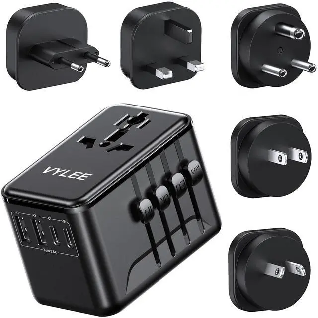 Main image of Universal Travel Adapter, Type D/G/C/I/A International Adaptor with 2 USB C 2 USB A, Worldwide Charger for Europe UK Maldives Sri Lanka India Nepal Ghana Zimbabwe Tanzania Nigeria (Black)