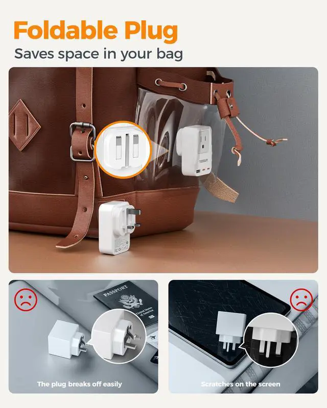 Alt view image 5 of 7 - US to UK Plug Adapter PD 20W, 2 Pack Ultra Thin UK Adapters for Travel with 3 USB Ports (2 USB C), Type G Power Adaptor for USA to Ireland Scotland Dubai Hong Kong England British Kenya London