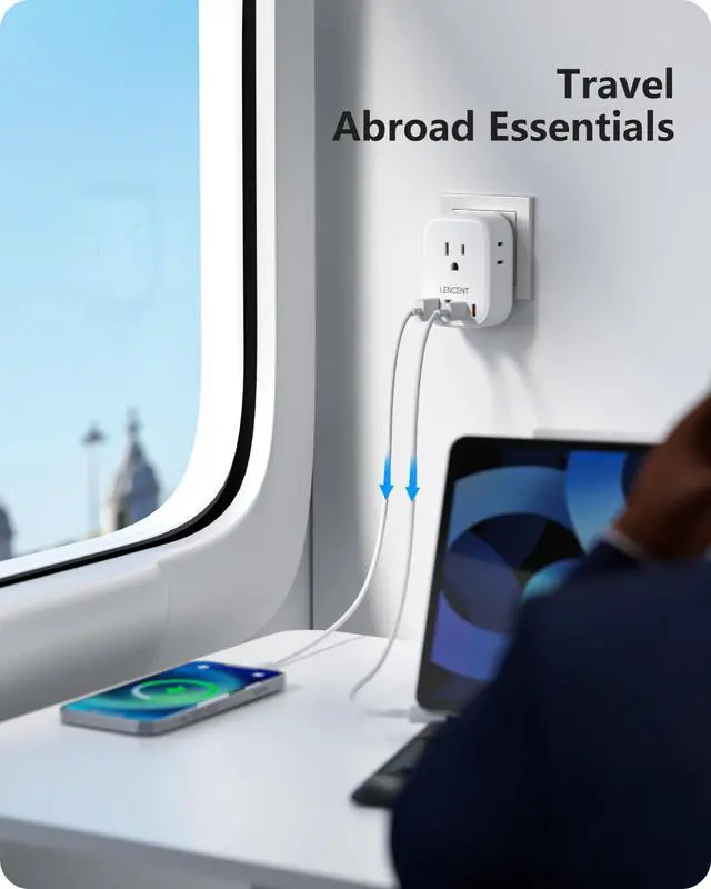 Alt view image 6 of 7 - Australia New Zealand Power Plug Adapter, US To Australia Plug Adapter with 4 Outlets, 4 USB Ports(2 USB C), Type I Plug Converter for US to AU Argentina China Fiji, Travel Essentials