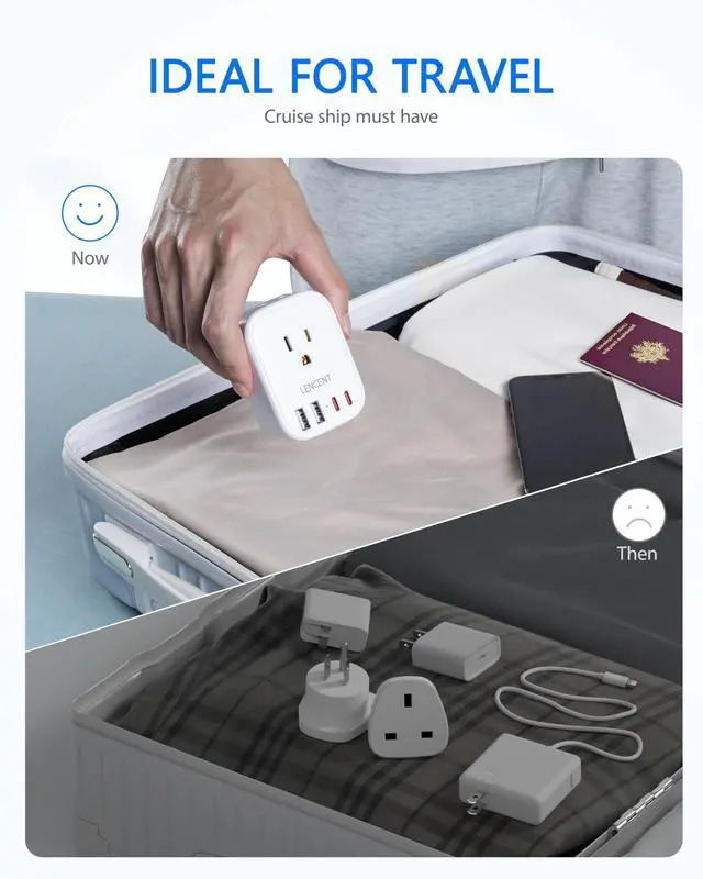 Alt view image 7 of 7 - Australia New Zealand Power Plug Adapter, US To Australia Plug Adapter with 4 Outlets, 4 USB Ports(2 USB C), Type I Plug Converter for US to AU Argentina China Fiji, Travel Essentials