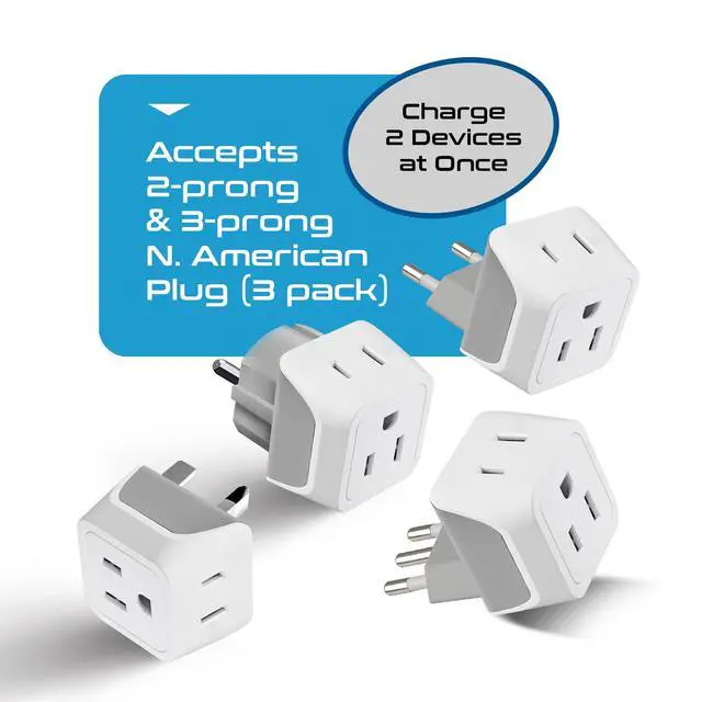 Alt view image 5 of 7 - European Plug Adapter 4 Pack Set, USA to Europe, Italy, Germany, England, Spain, Italy, Iceland, France (Type C, E/F, G, L) - for Your Cell Phones, Tablets, iPhone, Camera (CT-EU-4SET)