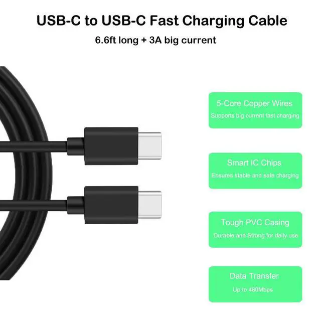 Alt view image 6 of 7 - 25W Europe USB Type C Super Fast Wall Charger European Travel Adapter Block for Samsung Galaxy S26 S25 S24 S23 S22 S21 Ultra Plus A25 A15 A53 A52 iPhone Pixel Euro EU International PD/PPS 6.6ft Cable