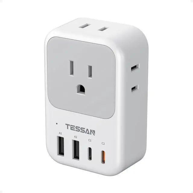 Main image of Australia New Zealand Power Adapter PD 20W, Type I Travel Plug Adaptor with 4 Electrical Outlets 4 USB Ports (2 USB-C) for US to Fiji Australian AU Argentina China Solomon Uruguay Tonga