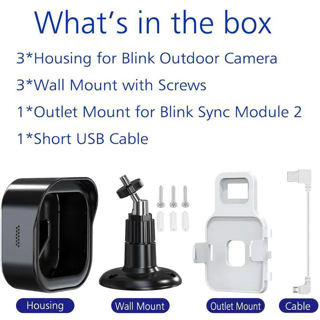 Alt view image 7 of 7 - All-New Blink Outdoor 4 Camera Wall Mount, Weatherproof Protective Housing and 360° Adjustable Mount with Blink Sync Module 2 Mount for 4th 3rd Gen - Blink Camera Not Included (3 Pack, Black)