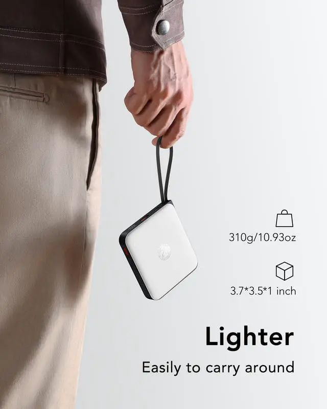 Alt view image 7 of 7 - 20000mAh Portable Charger with Built-in Cables, 22.5W Fast Charging Power Bank with LED Display, Battery Pack Travel Essentials for iPhone 17/16/15 Series, Samsung Galaxy S26 Series, White