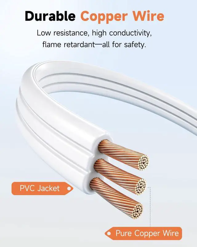 Alt view image 7 of 7 - 6FT 360° Rotating Flat Plug Extension Cord, Extension Cord with 3-Outlet, 16 AWG Thin White Multi Outlet Extension Cord for Indoor Lights, Small Spaces, Right Angle Socket, ETL Listed