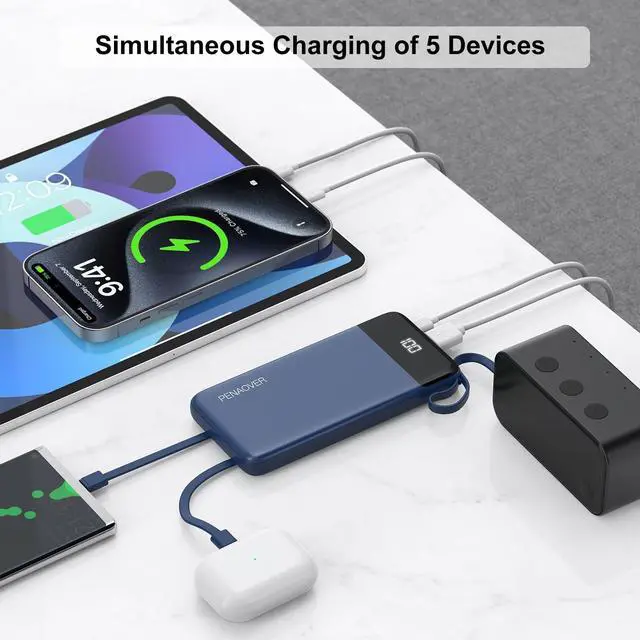 Alt view image 6 of 6 - Portable Charger Built-in Cables,10000mAh Power Bank for iPhone,Fast Charge USB C Battery Pack Travel Essentials Slim Lightweight Powerbank Compatible with iPhone 17/16/15/14, Samsung, Android(2 Pack)