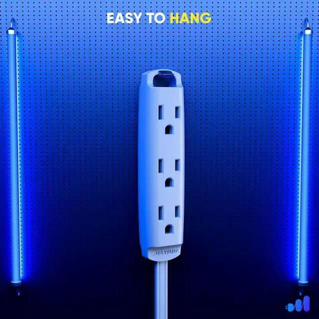 Alt view image 4 of 7 - 1 Ft Black 360° Rotating Flat Plug Extension Cord with 3 Outlets on One Side, Space-Saving Design for Compact Areas, Home & Office Use UL-Listed