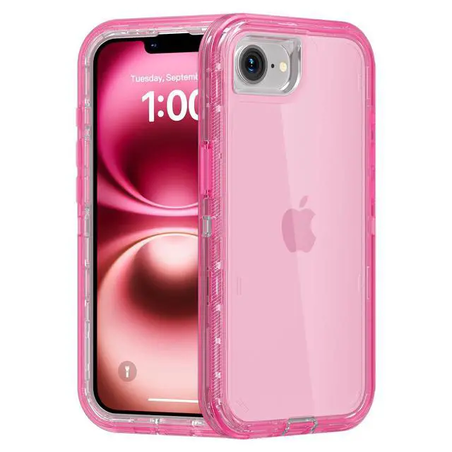 Main image of for iPhone 17e/iPhone 16e Case, Heavy Duty Shockproof Protection Phone Cases, Anti-Drop, Dual Layer Transparent Protective Cover Compatible with iPhone 17e/iPhone 16e, 6.1'', Crystal Pink