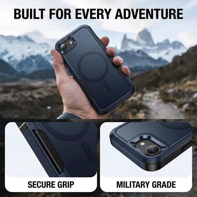 Alt view image 7 of 7 - for iPhone 17e/iPhone 16e Case, Heavy Duty Protection, 2-Layer Military Grade Drop Protection, Compatible with MagSafe Shockproof Cover Rugged Durable Phone Case for 17e/16e (6.1) Blue