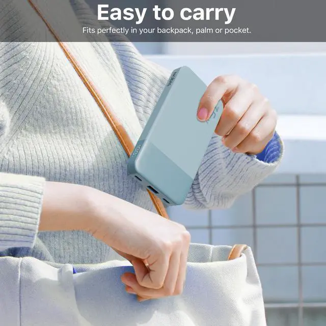 Alt view image 6 of 7 - Portable Charger, 10000mAh Power Bank Fast Charging, Battery Pack with C to C Cable, Battery Bank with Digital Display for iPhone iPad Android etc (Blue, 35W)