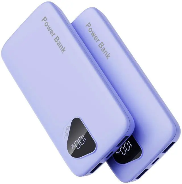 Main image of 2026 2-Pack 10000mAh Portable Charger with Built in Cables, Travel Essential Battery Pack, 4 Outputs 2 Inputs Slim Power Bank with Cord Wires for iPhone 17/16/15/14, Samsung Galaxy S23/22, Pixel etc