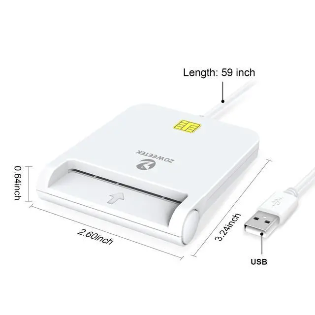 Alt view image 7 of 7 - CAC Reader Military, CAC Card Reader for Mac OS/Windows/Linux, Compatible with Military Common Access Card (White)