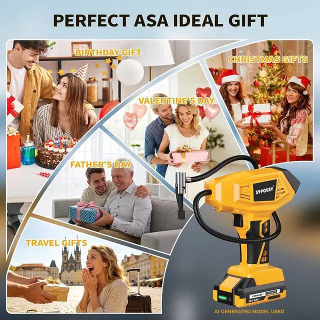 Alt view image 7 of 7 - Tire Inflator Portable Air Compressor - 4X Faster Inflation, 160PSI Cordless Tire Pump with Dual Power Rechargeable Battery & 12V Car power, Auto Shut Off, Digital Gauge for Car, Motorcycle, E-Bike