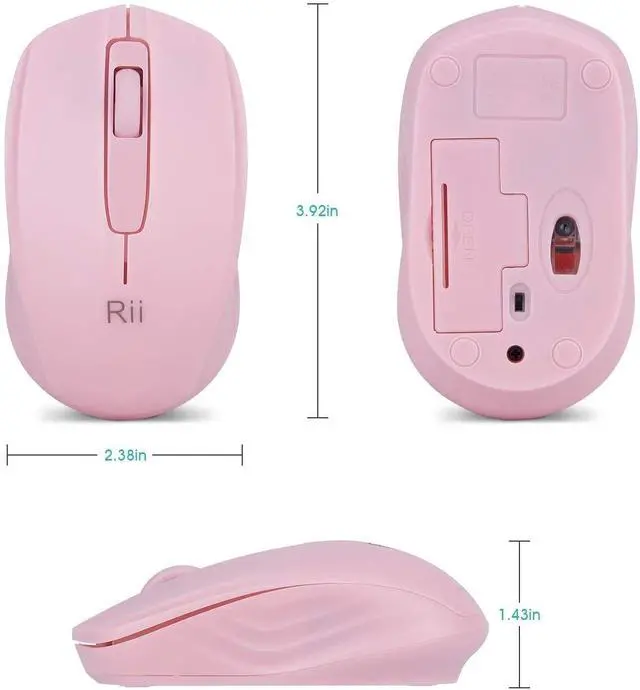 Alt view image 6 of 6 - Wireless Mouse,2.4G Portable Computer Mice for PC, Laptop, Windows,Office Included Wireless USB dongle (Black+Pink)