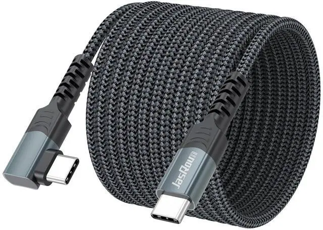 Main image of 15FT USB C Cable Right Angle, 60W Fast Charging 90 Degree Long USBC to Type C Chargers Cord Reversible, USB-C 2.0 Data Transfer Braided for iPhone 17 16 15, Galaxy S25/24/23/22/Note, Switch, Tablet