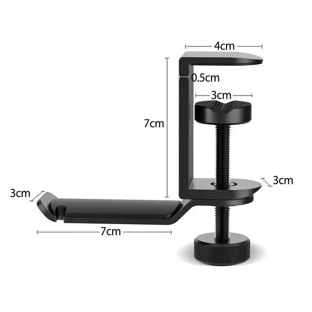 Alt view image 3 of 7 - Under Desk Headphone Stand - 360 Degree Rotating Aluminum PC Gaming Headset Holder with Cable Organizer, Adjustable Screw Clamp Hanger for Heavy Headphones, VR Glasses & Bags, Universal Fit