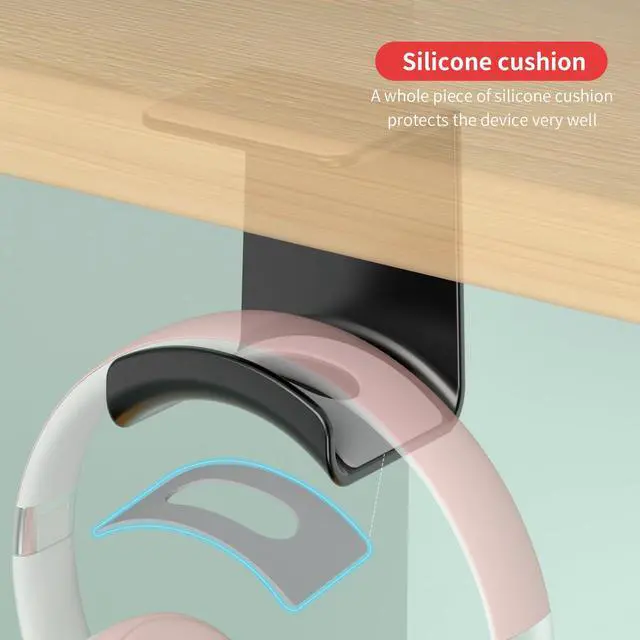 Alt view image 3 of 7 - Game Headphone Stand for Desk Mini Headphone Hanger Holder with Strong Adhesive Game Headset Stand Headphone Holder-Under Desk