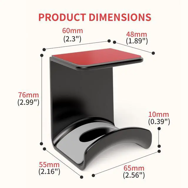 Alt view image 7 of 7 - Game Headphone Stand for Desk Mini Headphone Hanger Holder with Strong Adhesive Game Headset Stand Headphone Holder-Under Desk