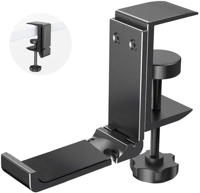 Main image of Aluminium Headphone Stand Hanger Under Desk, Foldable Headset Holder with Cable Organizer, Adjustable Clamp-On Headphone Hook, Non-Slip Desk Mount for Gaming Headphones, Bags & Accessories