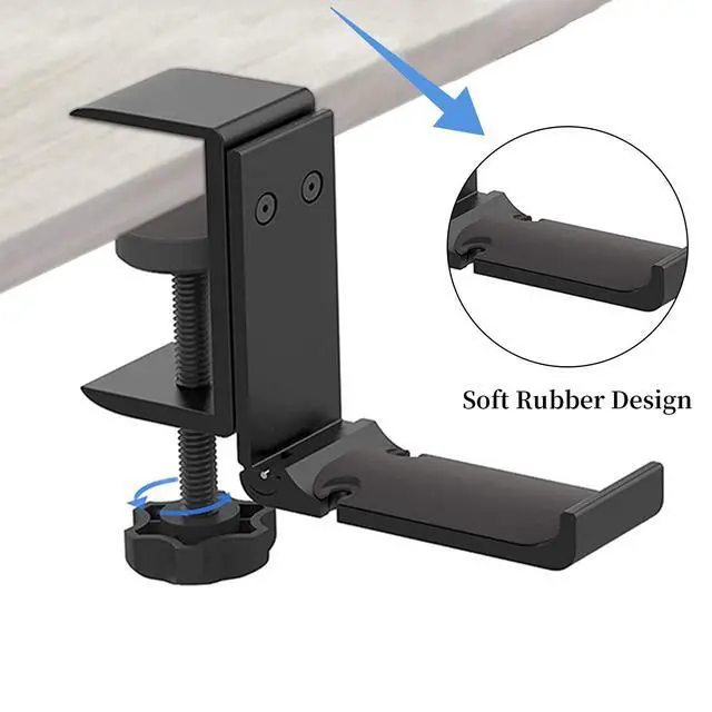 Alt view image 4 of 7 - Aluminium Headphone Stand Hanger Under Desk, Foldable Headset Holder with Cable Organizer, Adjustable Clamp-On Headphone Hook, Non-Slip Desk Mount for Gaming Headphones, Bags & Accessories
