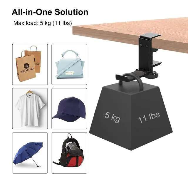 Alt view image 6 of 7 - Aluminium Headphone Stand Hanger Under Desk, Foldable Headset Holder with Cable Organizer, Adjustable Clamp-On Headphone Hook, Non-Slip Desk Mount for Gaming Headphones, Bags & Accessories