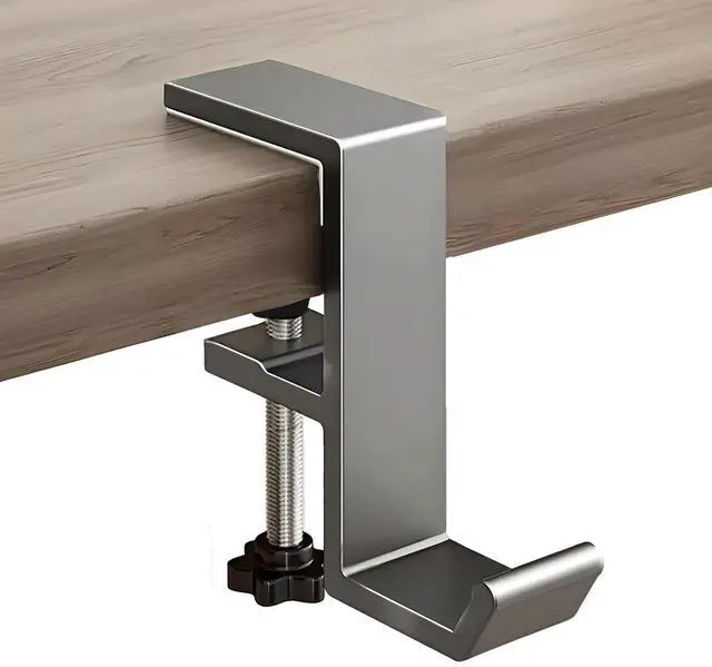 Main image of Headphone Stand - Aluminum Alloy Headphone Holder, Under Headset Stand for Desk Fit for PC Gaming Headset Hanger Hook Suitable for Office, Computer, Student Class Desk, Handmade Creator Table (Grey)
