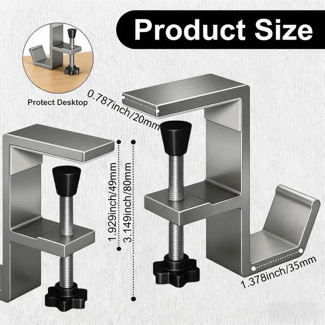 Alt view image 5 of 7 - Headphone Stand - Aluminum Alloy Headphone Holder, Under Headset Stand for Desk Fit for PC Gaming Headset Hanger Hook Suitable for Office, Computer, Student Class Desk, Handmade Creator Table (Grey)