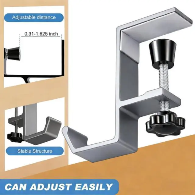 Alt view image 6 of 7 - Headphone Stand - Aluminum Alloy Headphone Holder, Under Headset Stand for Desk Fit for PC Gaming Headset Hanger Hook Suitable for Office, Computer, Student Class Desk, Handmade Creator Table (Grey)