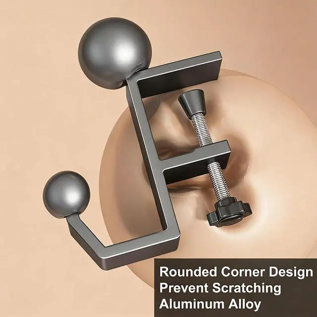 Alt view image 7 of 7 - Headphone Stand - Aluminum Alloy Headphone Holder, Under Headset Stand for Desk Fit for PC Gaming Headset Hanger Hook Suitable for Office, Computer, Student Class Desk, Handmade Creator Table (Grey)