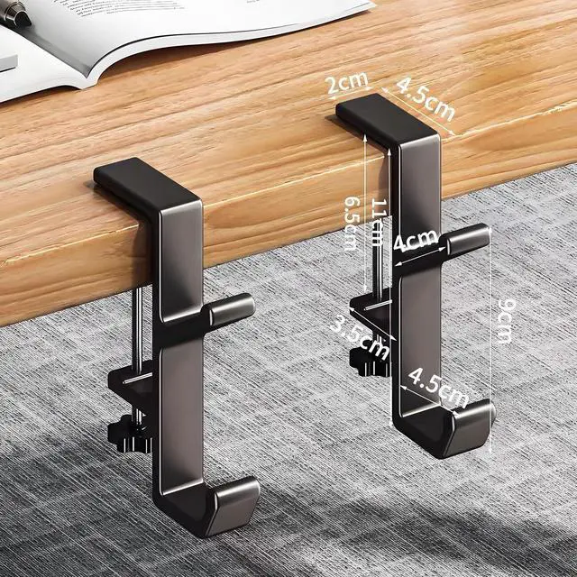 Alt view image 2 of 7 - Headphone Stand - Aluminum Alloy Headphone Holder, Under Headset Stand for Desk Fit for PC Gaming Headset Hanger Hook Suitable for Office, Computer, Student Class Desk, Handmade Creator Table (Black2)