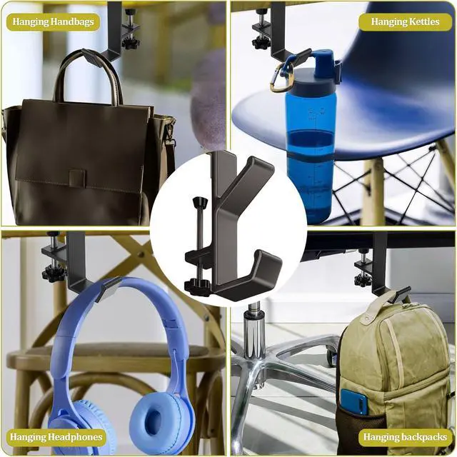 Alt view image 7 of 7 - Headphone Stand - Aluminum Alloy Headphone Holder, Under Headset Stand for Desk Fit for PC Gaming Headset Hanger Hook Suitable for Office, Computer, Student Class Desk, Handmade Creator Table (Black2)