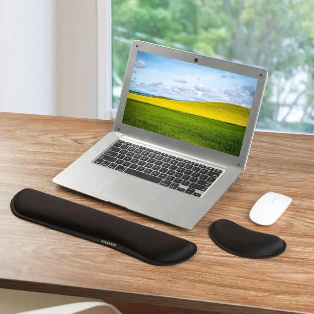 Alt view image 2 of 7 - Premium Keyboard Wrist Rest and Mouse Pad Wrist Support, Ergonomic Memory Foam Set for Office, Laptop, Mac, Computer and Gaming, Comfortable Typing &Wrist Pain Relief (2 Pack)
