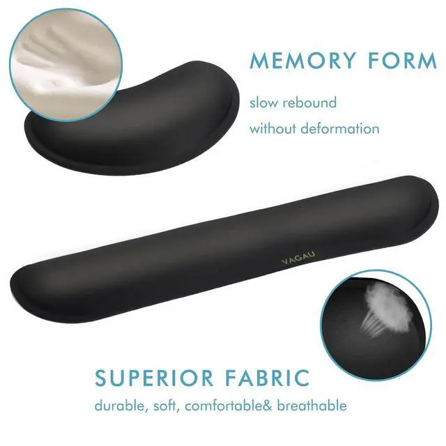 Alt view image 4 of 7 - Premium Keyboard Wrist Rest and Mouse Pad Wrist Support, Ergonomic Memory Foam Set for Office, Laptop, Mac, Computer and Gaming, Comfortable Typing &Wrist Pain Relief (2 Pack)