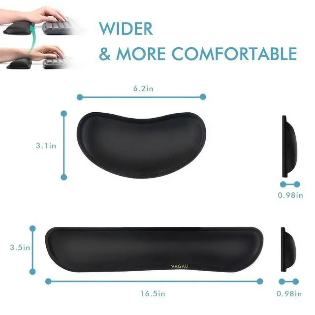 Alt view image 6 of 7 - Premium Keyboard Wrist Rest and Mouse Pad Wrist Support, Ergonomic Memory Foam Set for Office, Laptop, Mac, Computer and Gaming, Comfortable Typing &Wrist Pain Relief (2 Pack)