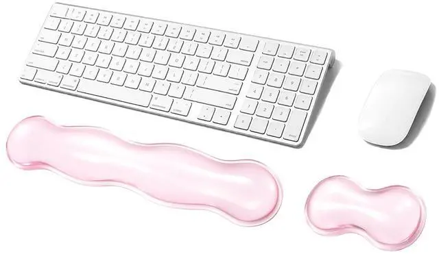 Main image of Gel Keyboard Wrist Rest Set, Clear Wrist Rest for Keyboard and Mouse, Ergonomic Keyboard Mouse Wrist Rest for Typing Pain Relief, Suitable for Office, Gaming, Computer, Laptop - Pink