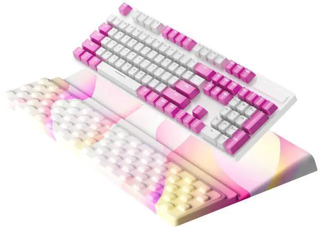 Main image of Keyboard Wrist Rest, Ergonomic Memory Foam Wrist Support for Typing & Gaming, Tilted Keyboard Pad, Aesthetic Desk Accessories for Office, Relief for Carpal Tunnel & Wrist Pain, Flowcolor