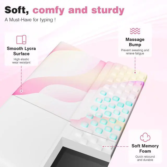 Alt view image 3 of 6 - Keyboard Wrist Rest, Ergonomic Memory Foam Wrist Support for Typing & Gaming, Tilted Keyboard Pad, Aesthetic Desk Accessories for Office, Relief for Carpal Tunnel & Wrist Pain, Flowcolor