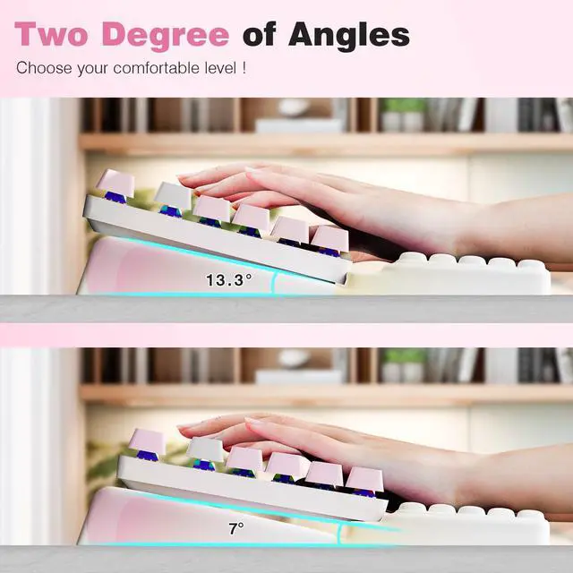 Alt view image 4 of 6 - Keyboard Wrist Rest, Ergonomic Memory Foam Wrist Support for Typing & Gaming, Tilted Keyboard Pad, Aesthetic Desk Accessories for Office, Relief for Carpal Tunnel & Wrist Pain, Flowcolor
