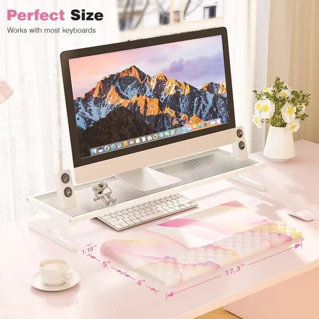 Alt view image 6 of 6 - Keyboard Wrist Rest, Ergonomic Memory Foam Wrist Support for Typing & Gaming, Tilted Keyboard Pad, Aesthetic Desk Accessories for Office, Relief for Carpal Tunnel & Wrist Pain, Flowcolor