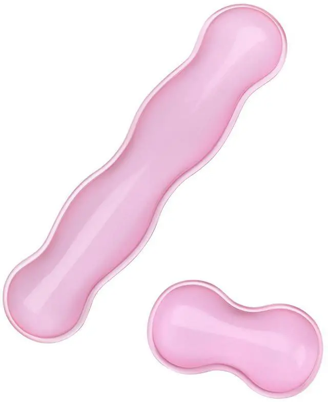 Main image of Gel Keyboard and Mouse Wrist Rest, Cute Wrist Support and Arm Support Keyboard Rest for Keyboard and Mouse Typing Pain ReliefSuitable for Office/Computer/Laptop/Gaming (Transparent Pink Set)